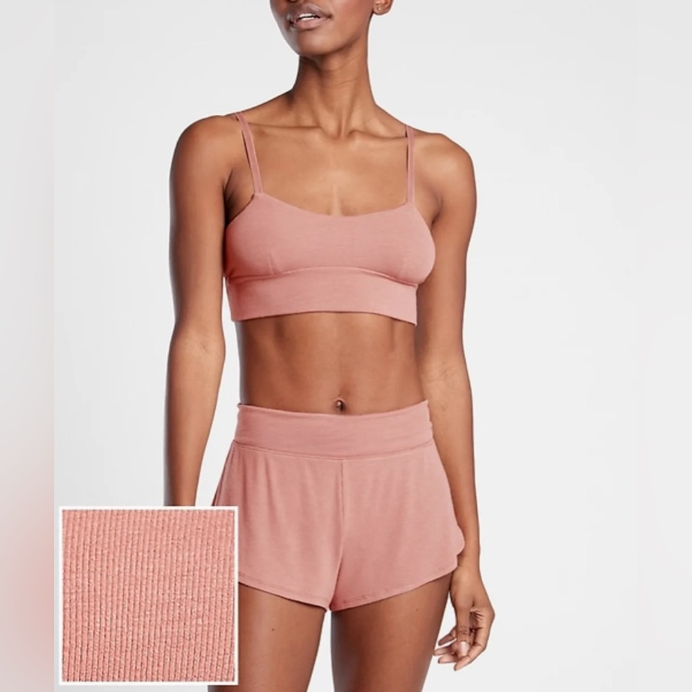 ATHLETA PALERMO PINK SOFT WELL RESTED RIB SLEEP BRA TANK SIZE M